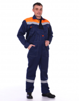 Костюм «ЭКСТ» синий+оранжевый с СОП (Куртка укороченная + полукомбинезон)